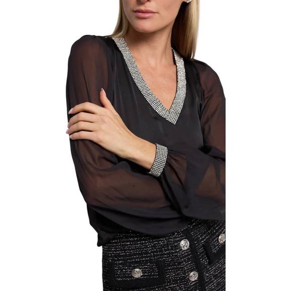 NEW GENERATION LOVE carina crystal blouse in black - Picture 5 of 5